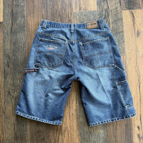 U.S. Polo Assn. Men’s Denim Carpenter Shorts Size 33 – Blue Jean Cargo Workwear - Picture 2 of 9